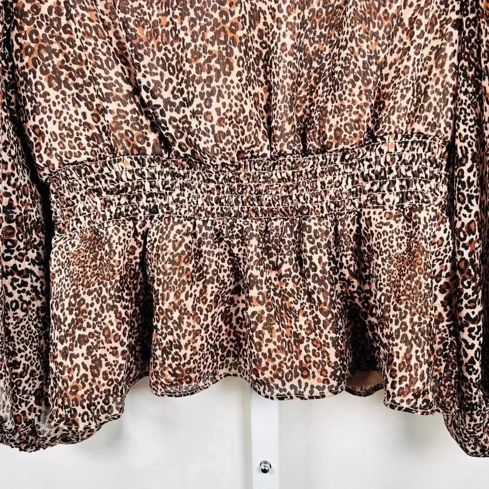 1. State Size Medium Leopard Top Blouse Ruched Ruffle - Picture 8 of 8